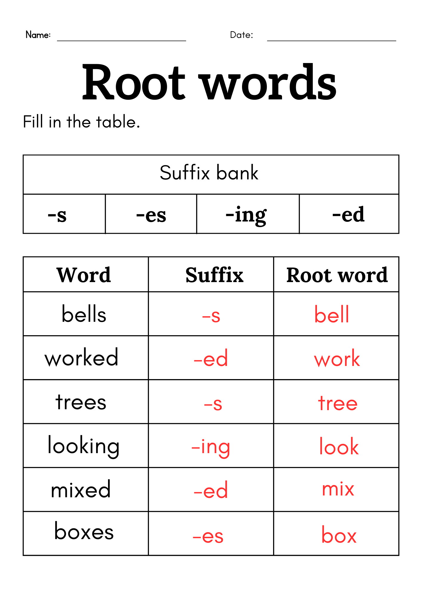 Root Words Worksheet For Grade 1 Or 2 Root Words And Affixes Worksheet For Kids Made By Teachers Root Words Worksheet For Grade 1 Or 2 Root Words And Affixes Worksheet For Kids Made By Teachers