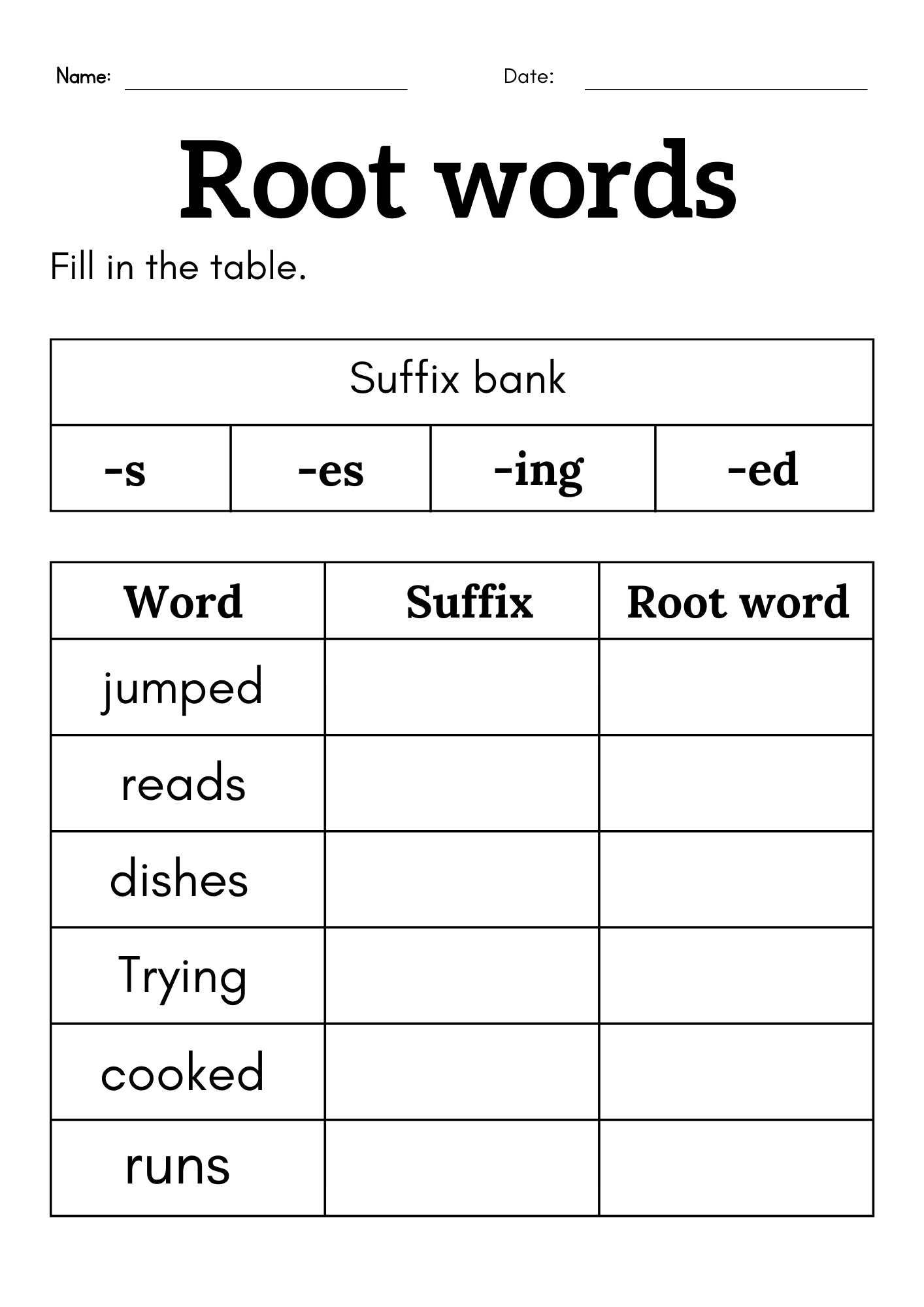 Root Words Worksheet For Grade 1 Or 2 Root Words And Affixes Worksheet For Kids Made By Teachers Question Words Worksheet For Grade 1 Or 2 Wh Questions Exercises For Kids Made By Teachers
