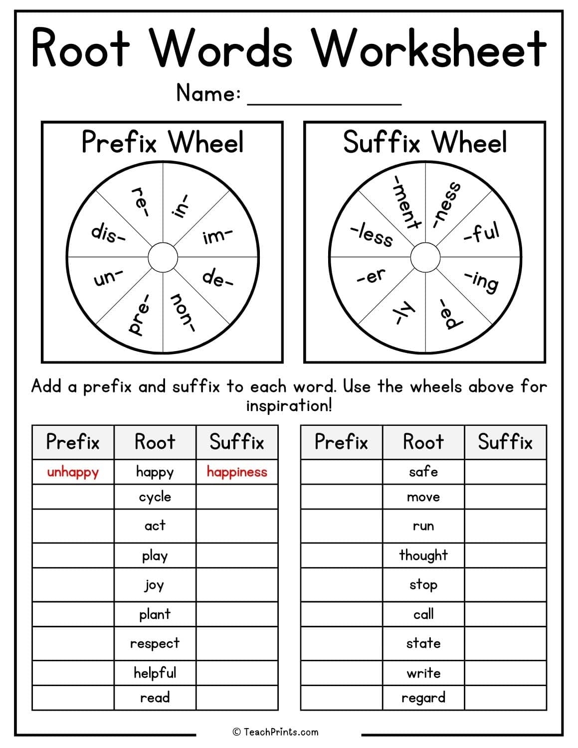 Root Words Interactive Exercise Worksheets Library
