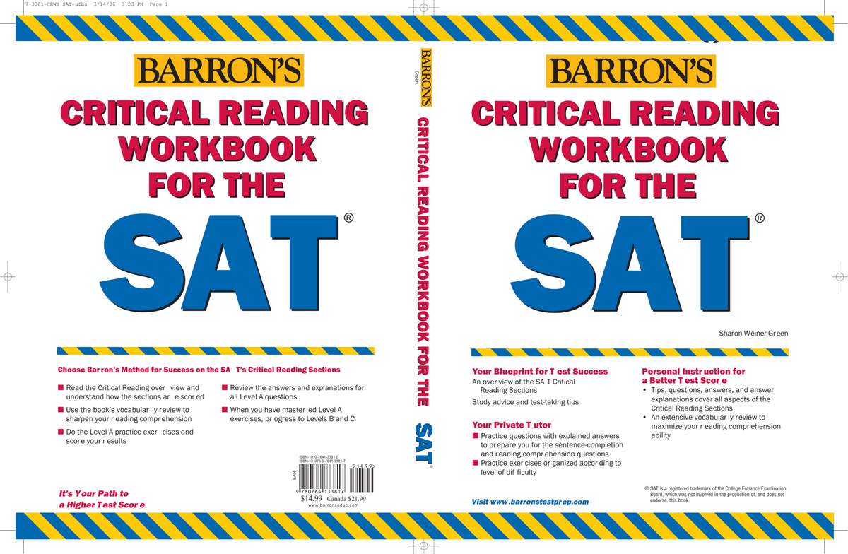 SAT Critical Reading Workbook Practice Vocabulary