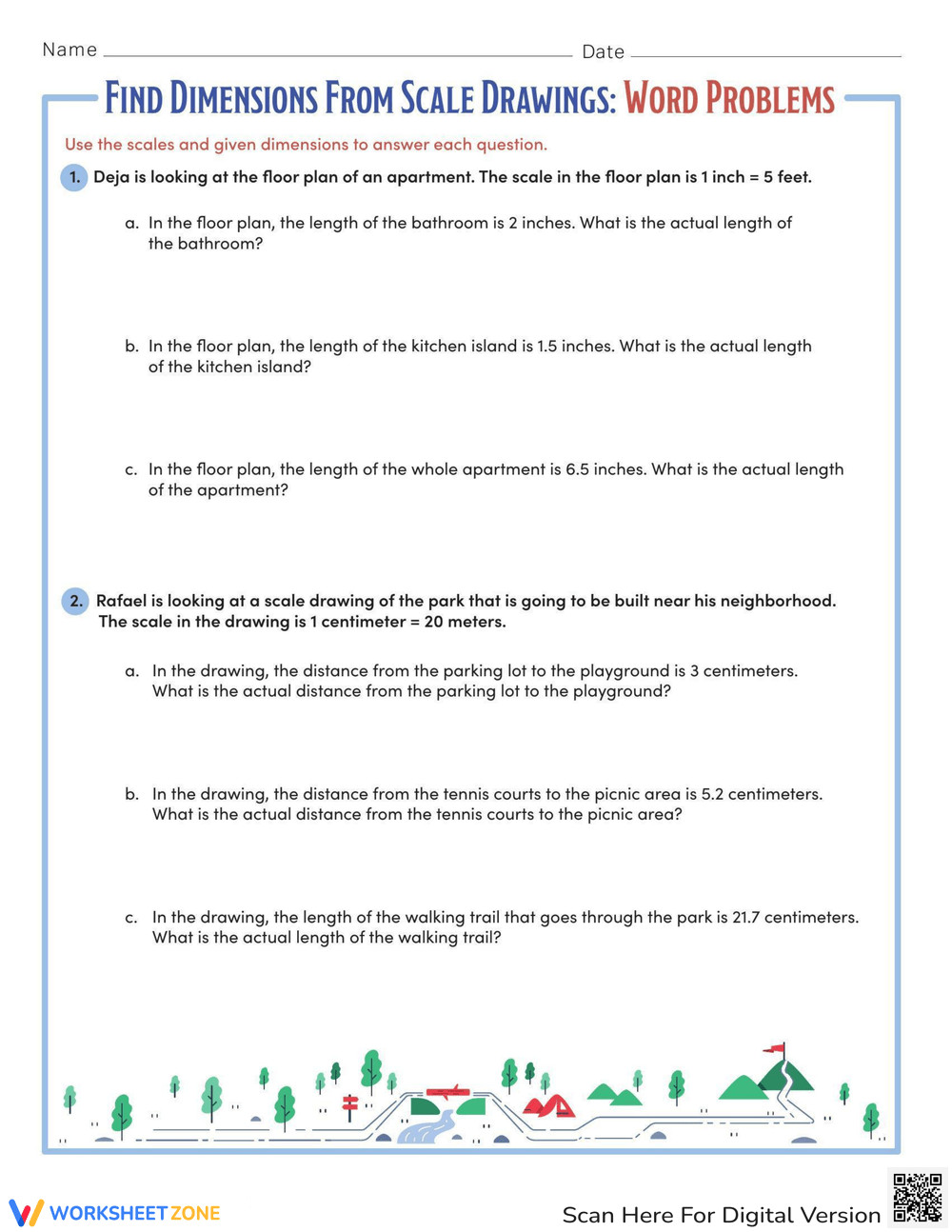 Scale Drawings Solve Problems Worksheet Scale Drawings Solve Problems Worksheet