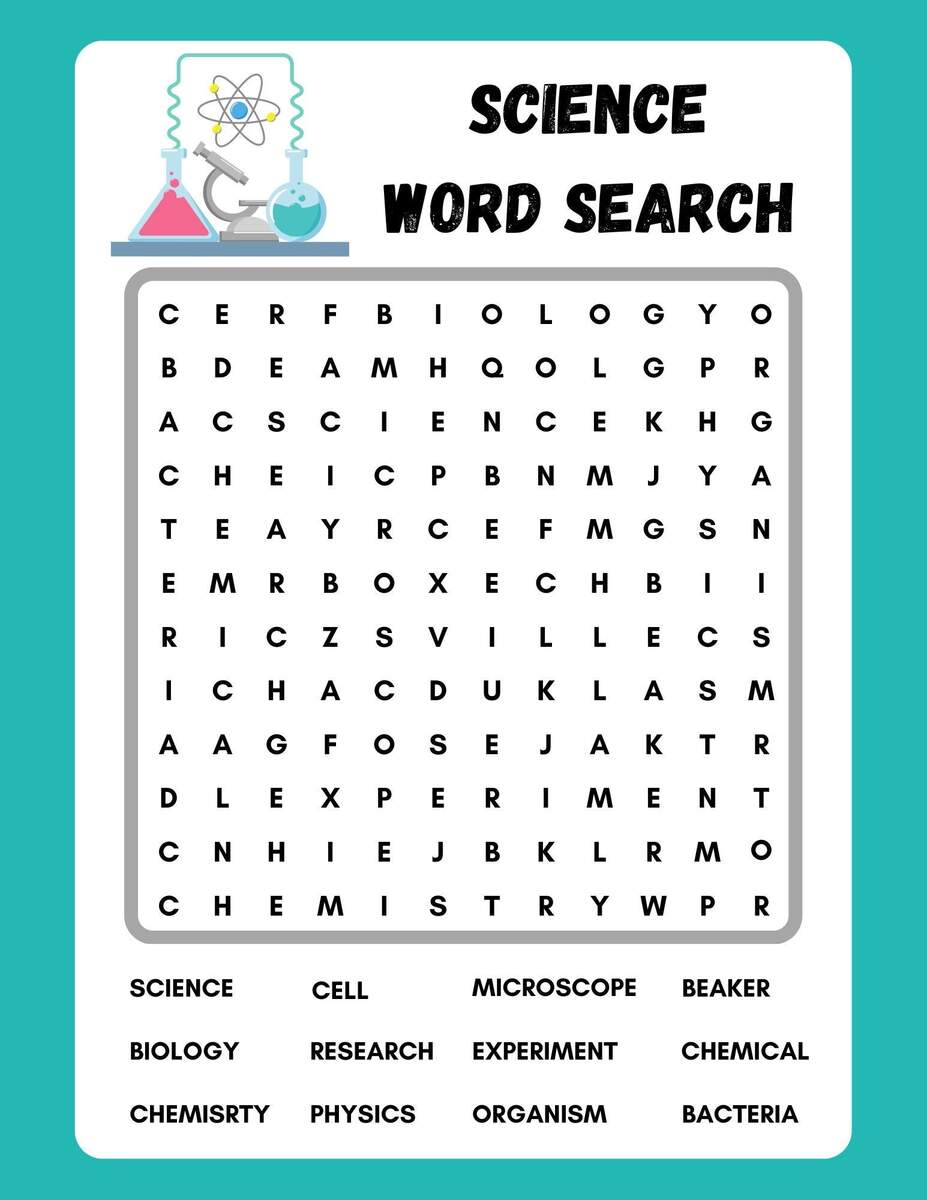 Science Word Search Printable Instant Download PDF UK Worksheets Library Science Word Search Printable Instant Download PDF UK Worksheets Library