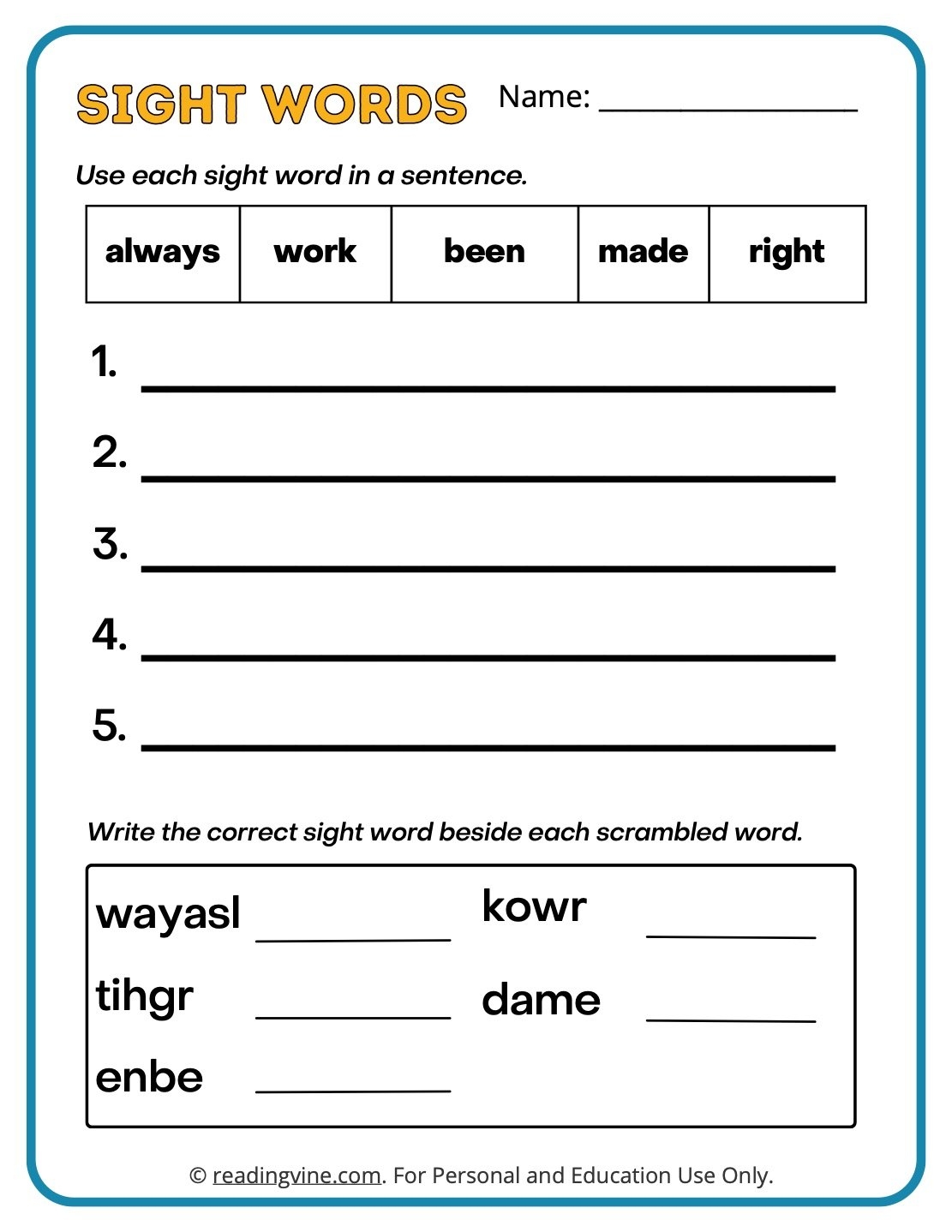 Second Grade Sight Words Worksheets Second Grade Sight Words 2nd Grade Sight Words Worksheets SET 1 Made By Teachers