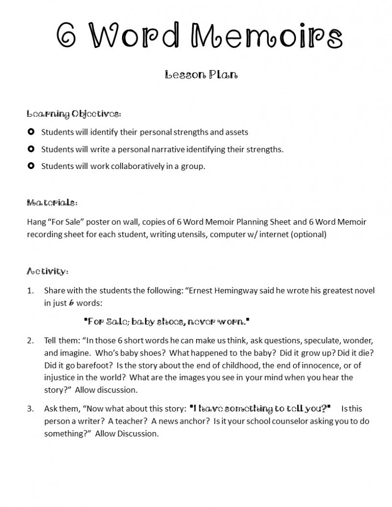 Self Confidence 6 Word Memoirs A 30 Minutes Or Less Lunch Bunch Lesson Self Confidence 6 Word Memoirs A 30 Minutes Or Less Lunch Bunch Lesson