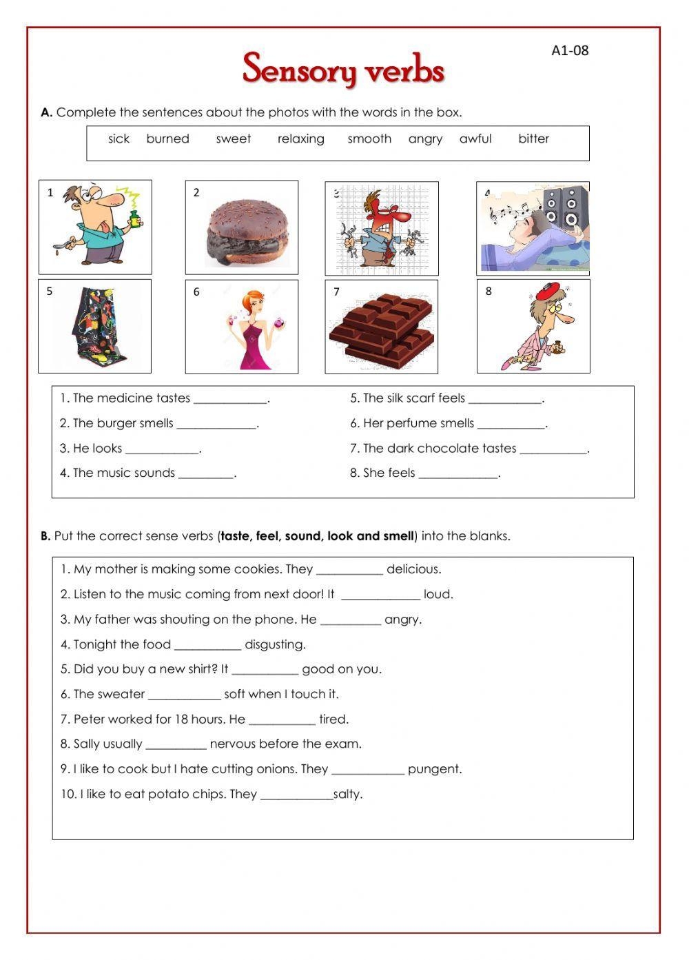Sensory Verbs Worksheet Worksheets Library Sensory Verbs Worksheet Worksheets Library