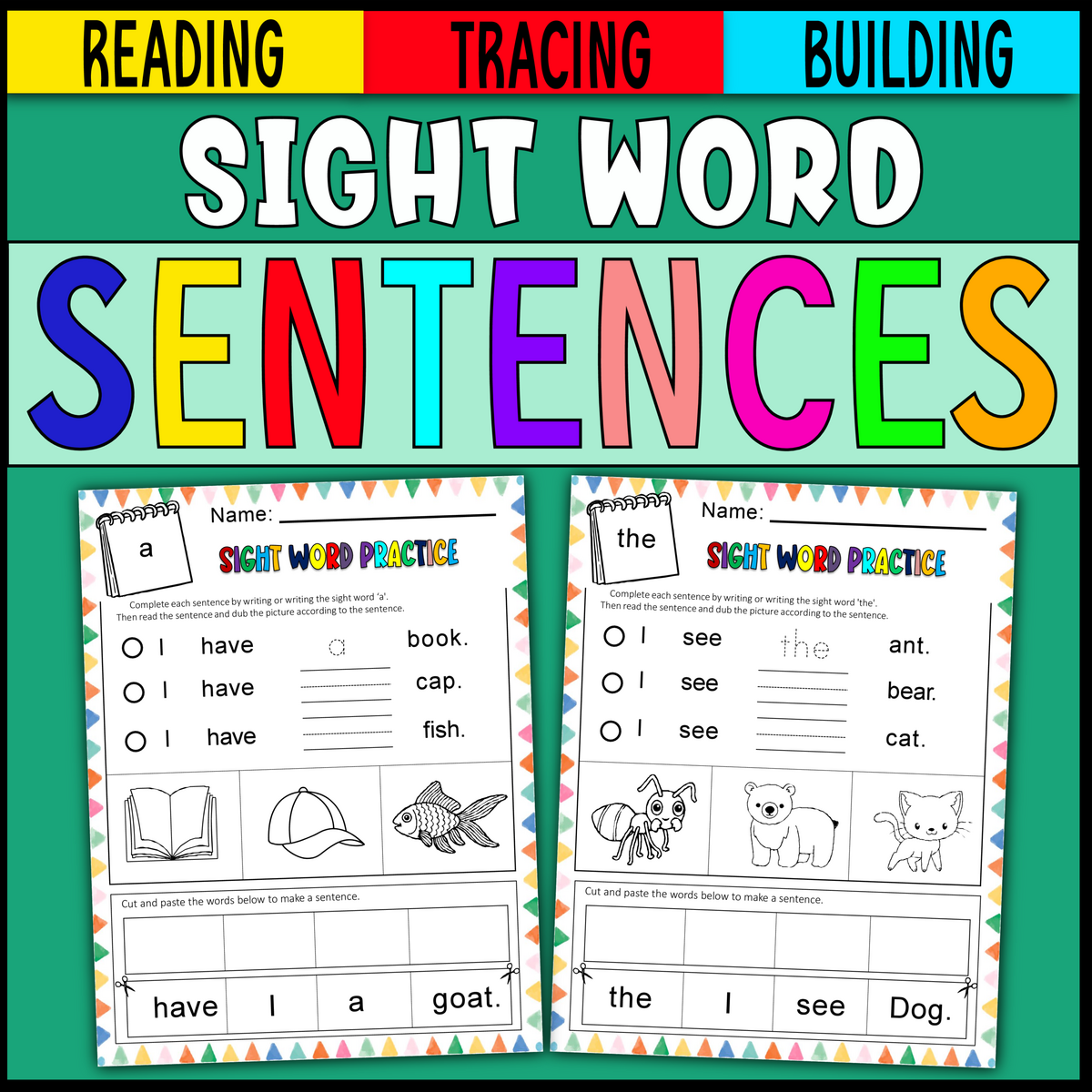 Sentence Repair Centers Sight Words Sentence Repair Worksheets Words Writing Made By Teachers