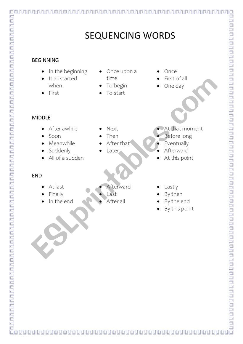 Sequencing Vocabulary ESL Worksheet By Su D Sequencing Vocabulary ESL Worksheet By Su D