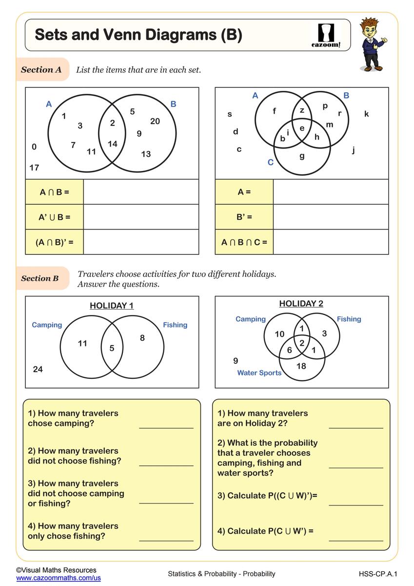 Sets And Venn Diagrams B Worksheet Geometry PDF Worksheets Cazoom Math Sets And Venn Diagrams B Worksheet Geometry PDF Worksheets Cazoom Math