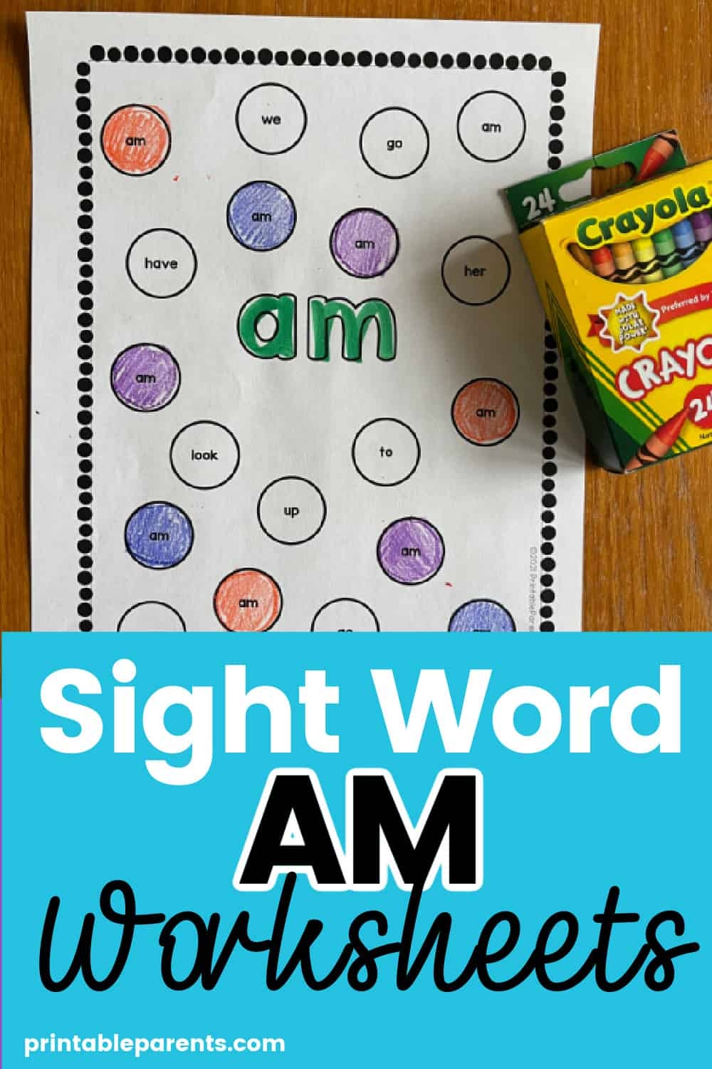 Sight Word Am Worksheets Printable Parents