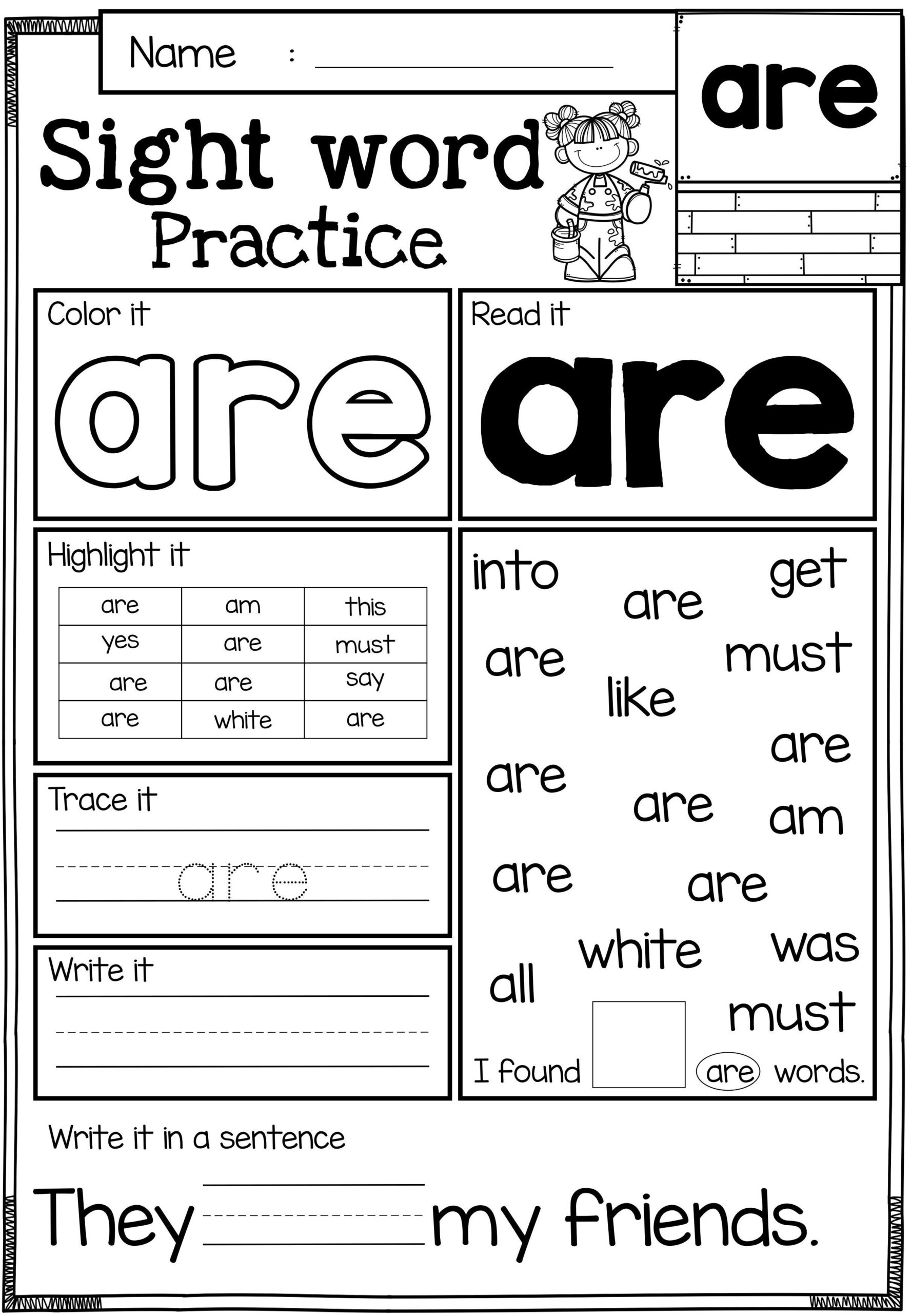 Sight Word Are Worksheet Twisty Noodle Worksheets Library Reading Comprehension Worksheets My Word Of The Day Are
