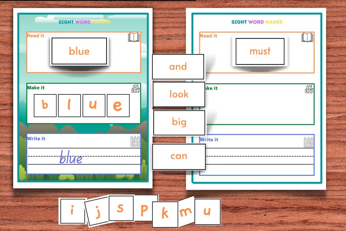 Sight Word Builder 266 Sight Words Practice Spelling Dolch S First Two Word Lists And Fry S Word Lists Montessori Learning Etsy Pre K Sight Word Make Worksheet Dolch Sight Words TPT