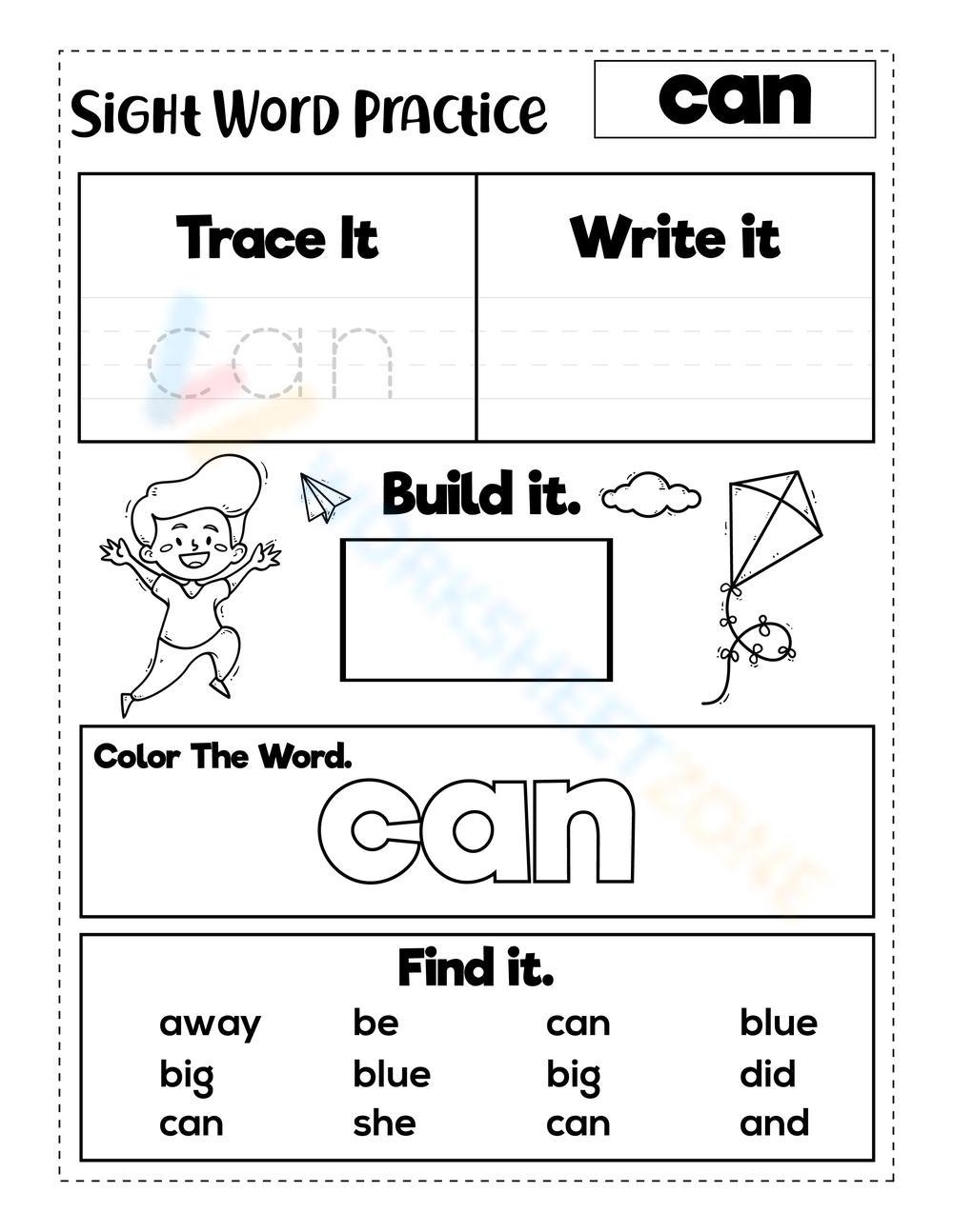 Sight Word Can Worksheet For Kids Worksheets Library Sight Word Can Worksheet For Kids Worksheets Library