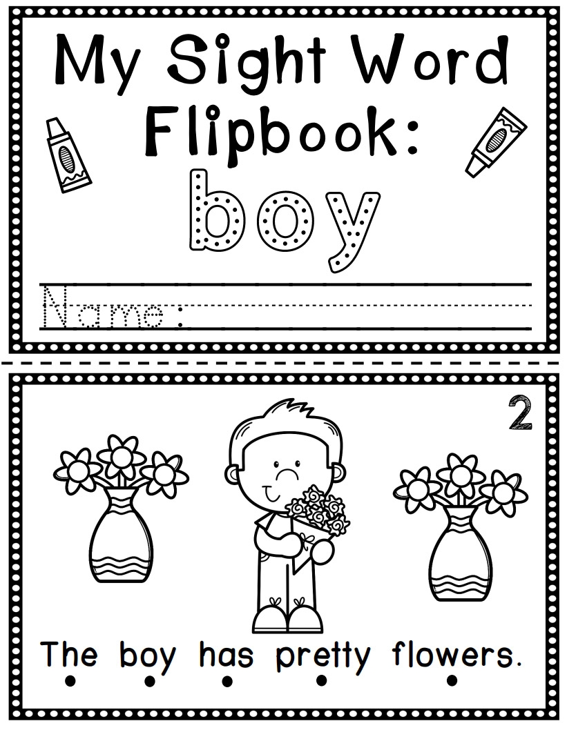Sight Word Flip Book Flipbook BOY Made By Teachers