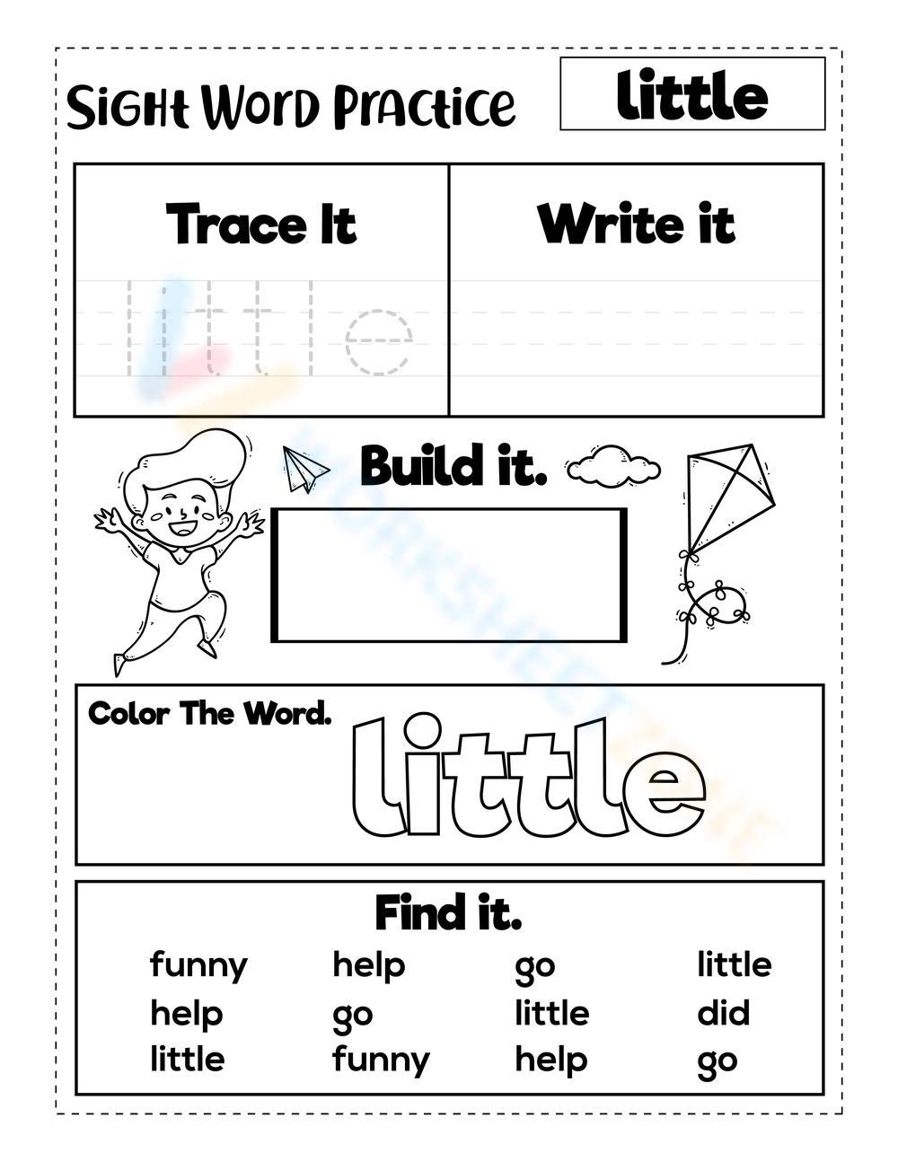 Sight Word Little Worksheet Sight Word Practice Worksheet LITTLE Graphic By Sarita Kidobolt Creative Fabrica