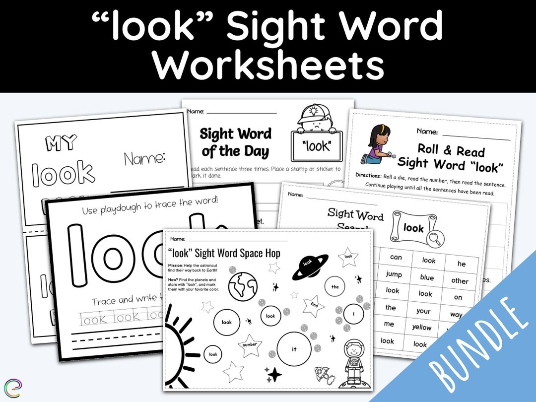 Sight Word Look Sight Words Children Worksheets Early Learning Printable Bundle Home Schooling Reading Printable Learning Materials Etsy