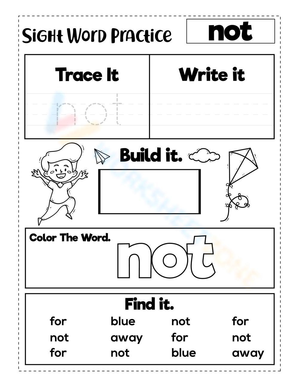Sight Word not Worksheet
