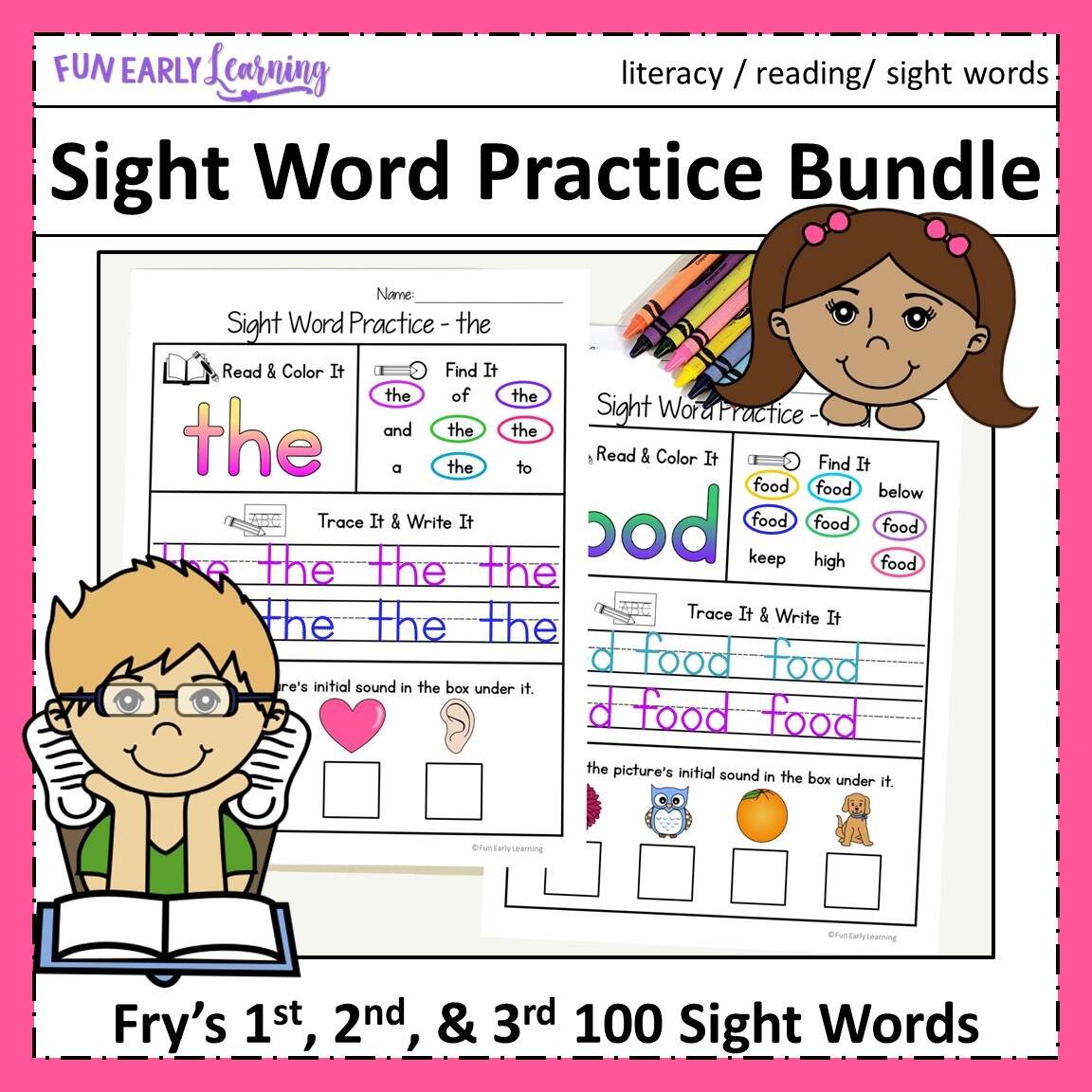 Sight Word Practice Bundle Fry s 1st 2nd And 3rd 100 Sight Words Fun Early Learning