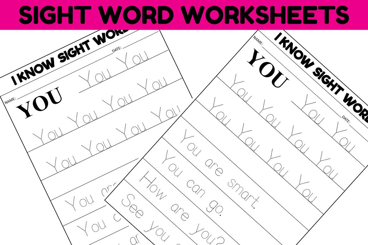 Sight Word Practice Worksheet YOU Graphic By Sarita Kidobolt Creative Fabrica