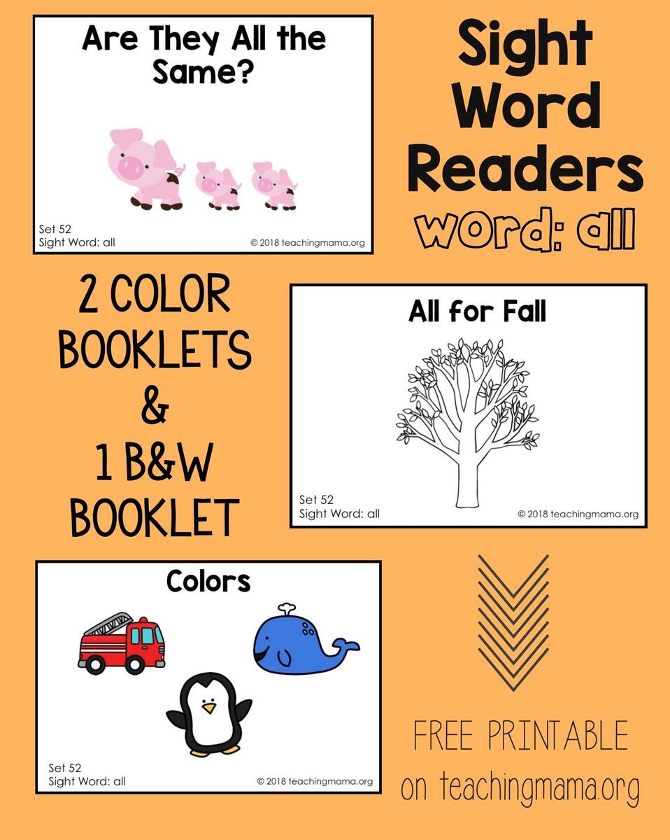 Sight Word Readers For The Word All Teaching Mama Sight Word Readers For The Word All Teaching Mama