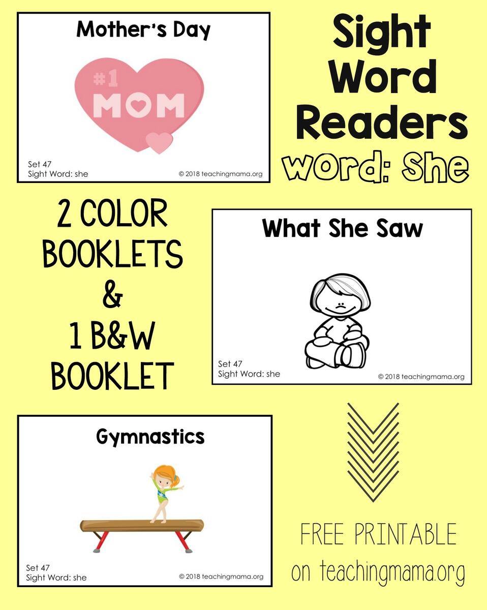 Sight Word Readers For The Word She Teaching Mama Sight Word Readers For The Word She Teaching Mama