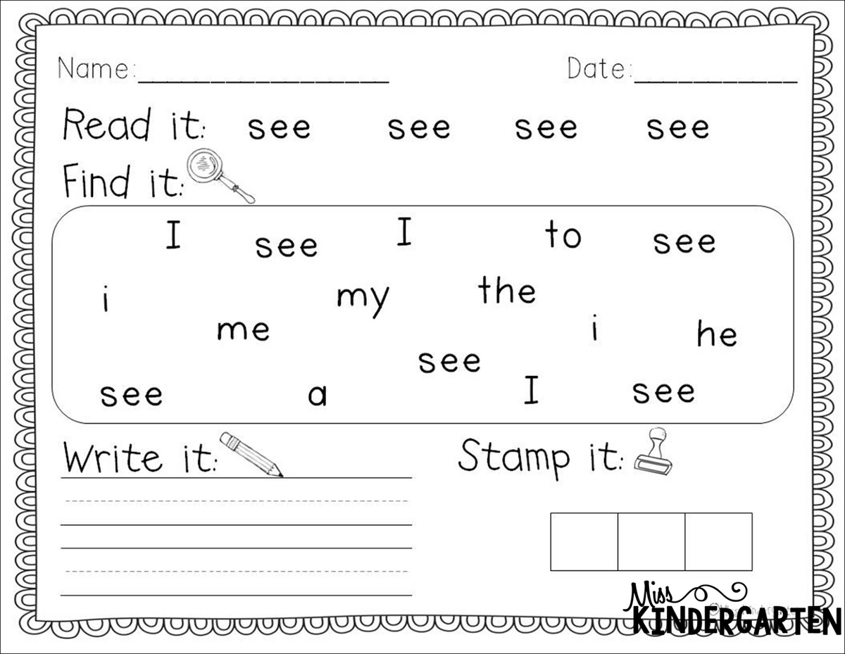 Sight Word Worksheet NEW 390 SIGHT WORD WE WORKSHEETS FOR KINDERGARTEN