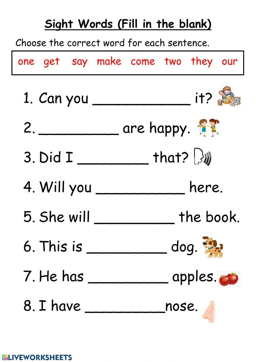 Sight Words Online Worksheet Worksheets Library
