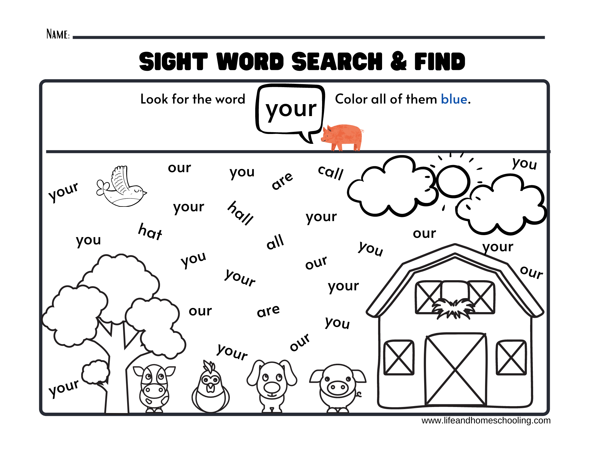 Free Printable Sight Word They Worksheet
