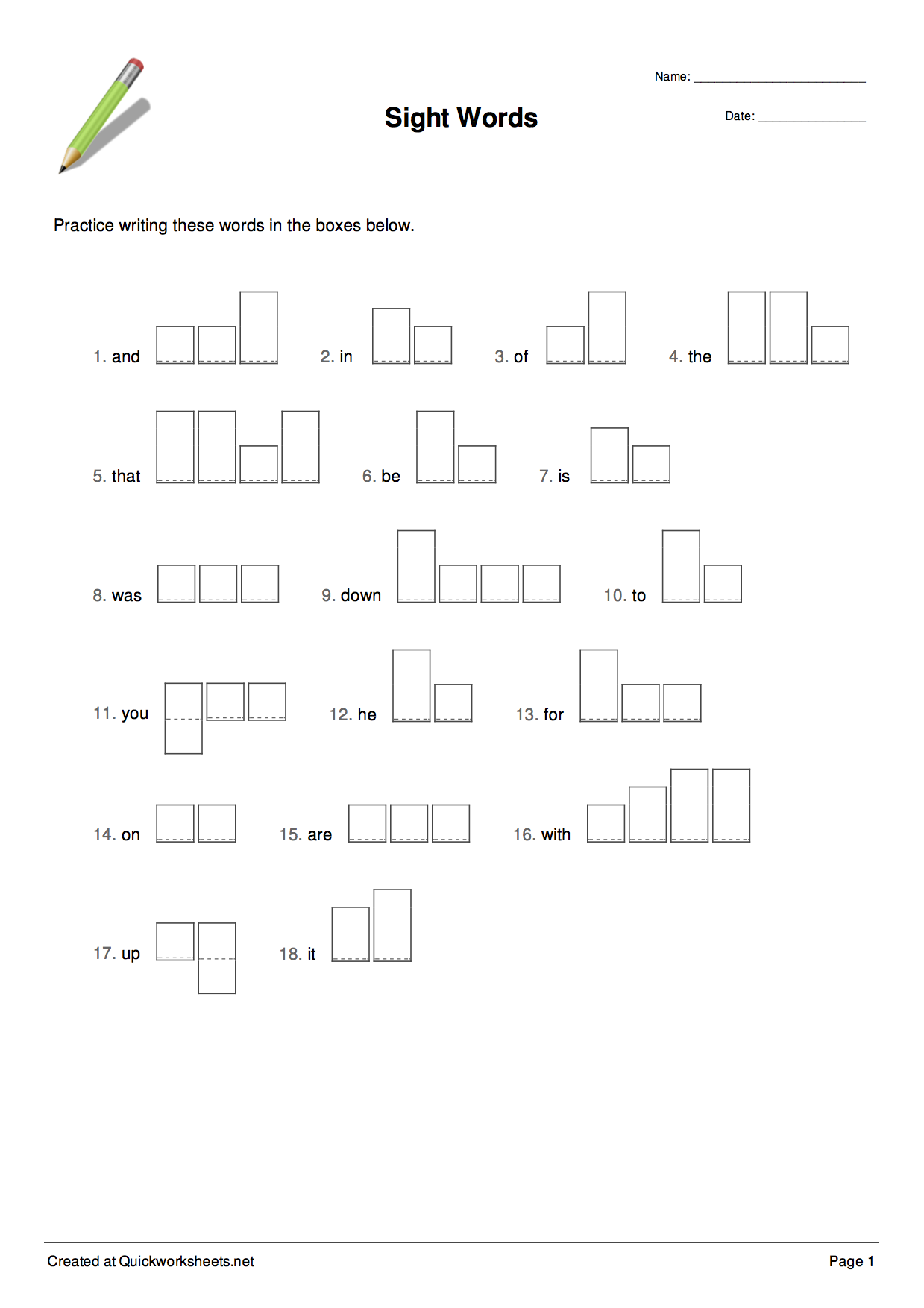 Sight Words Word Shape Worksheet Generator Sight Words Word Shape Worksheet Generator