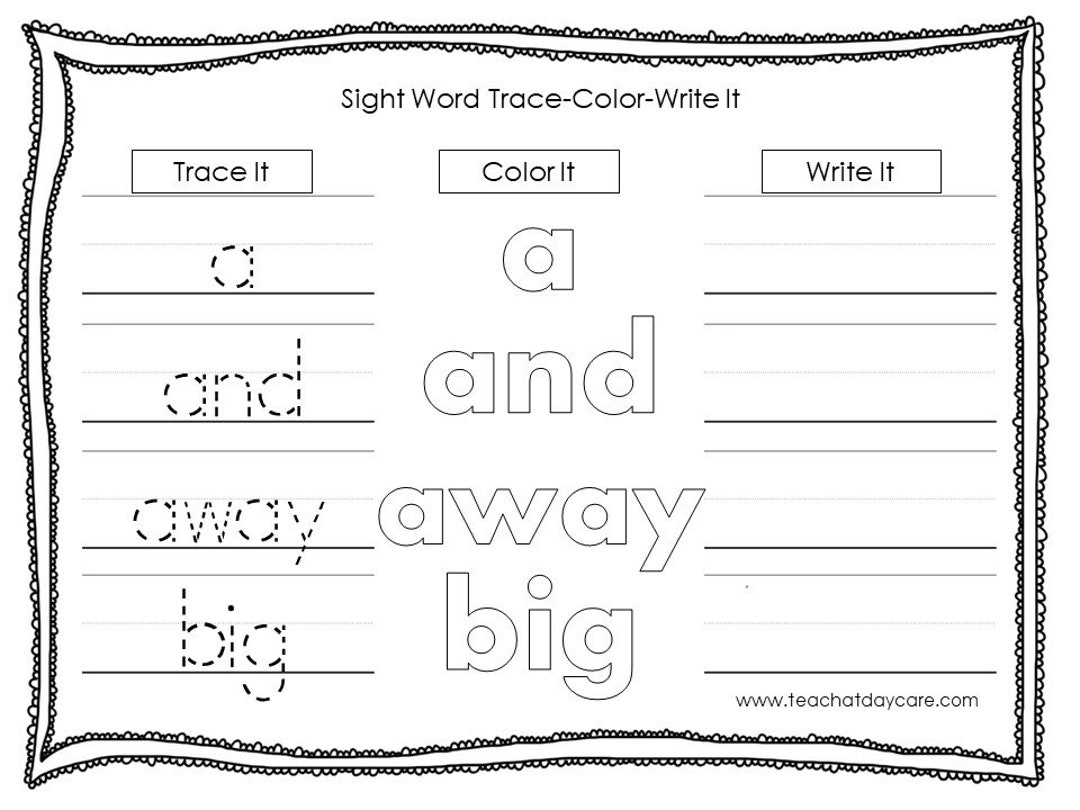 Sight Words Worksheet Trace Color Write Pre K Activity Printable Etsy Sight Words Worksheet Trace Color Write Pre K Activity Printable Etsy