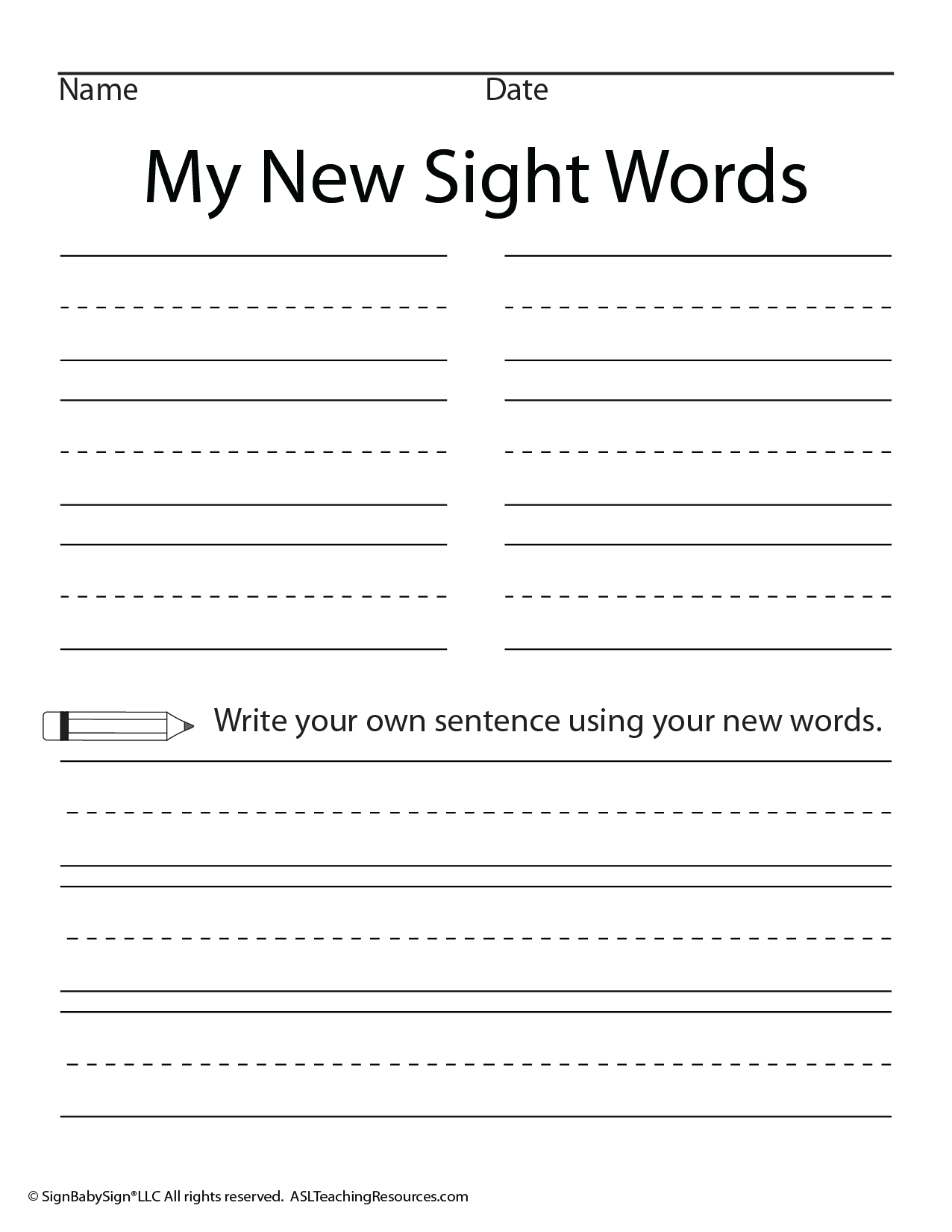 Sight Words Worksheets HELP ME FIND A ASL Teaching Resources