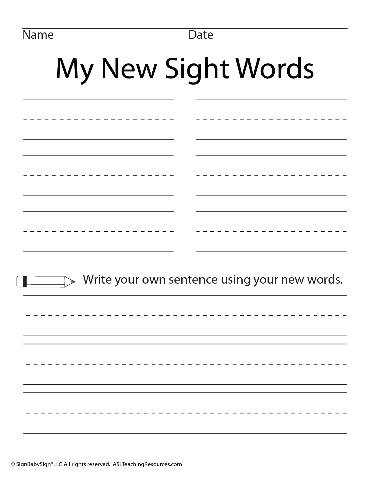 Sight Words Worksheets I CAN SEE THE ASL Teaching Resources Sight Words Worksheets I CAN SEE THE ASL Teaching Resources