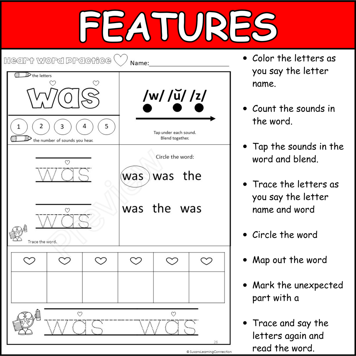 Sight Words Worksheets Irregular Words Heart Words Red Words SOR Susan S Learning Connection Sight Words Worksheets Irregular Words Heart Words Red Words SOR Susan S Learning Connection