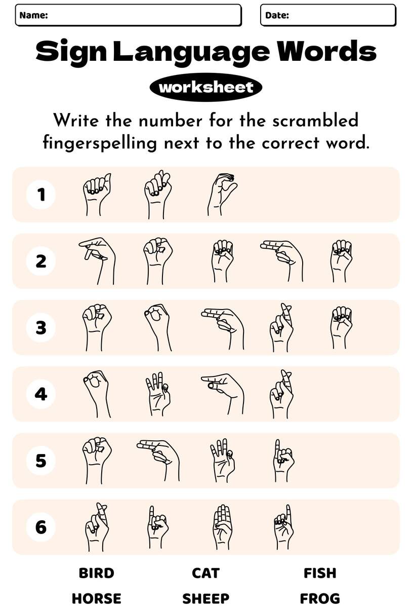 Sign Language Words Worksheets 10 Free PDF Printables Printablee Sign Language Words Worksheets 10 Free PDF Printables Printablee