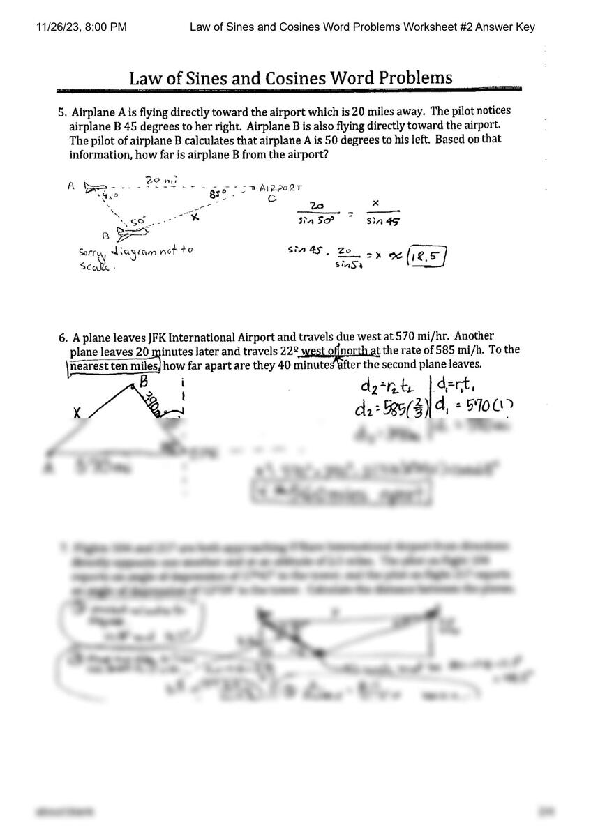 SOLUTION Law Of Sines And Cosines Word Problems Worksheet 2 Worksheets Library