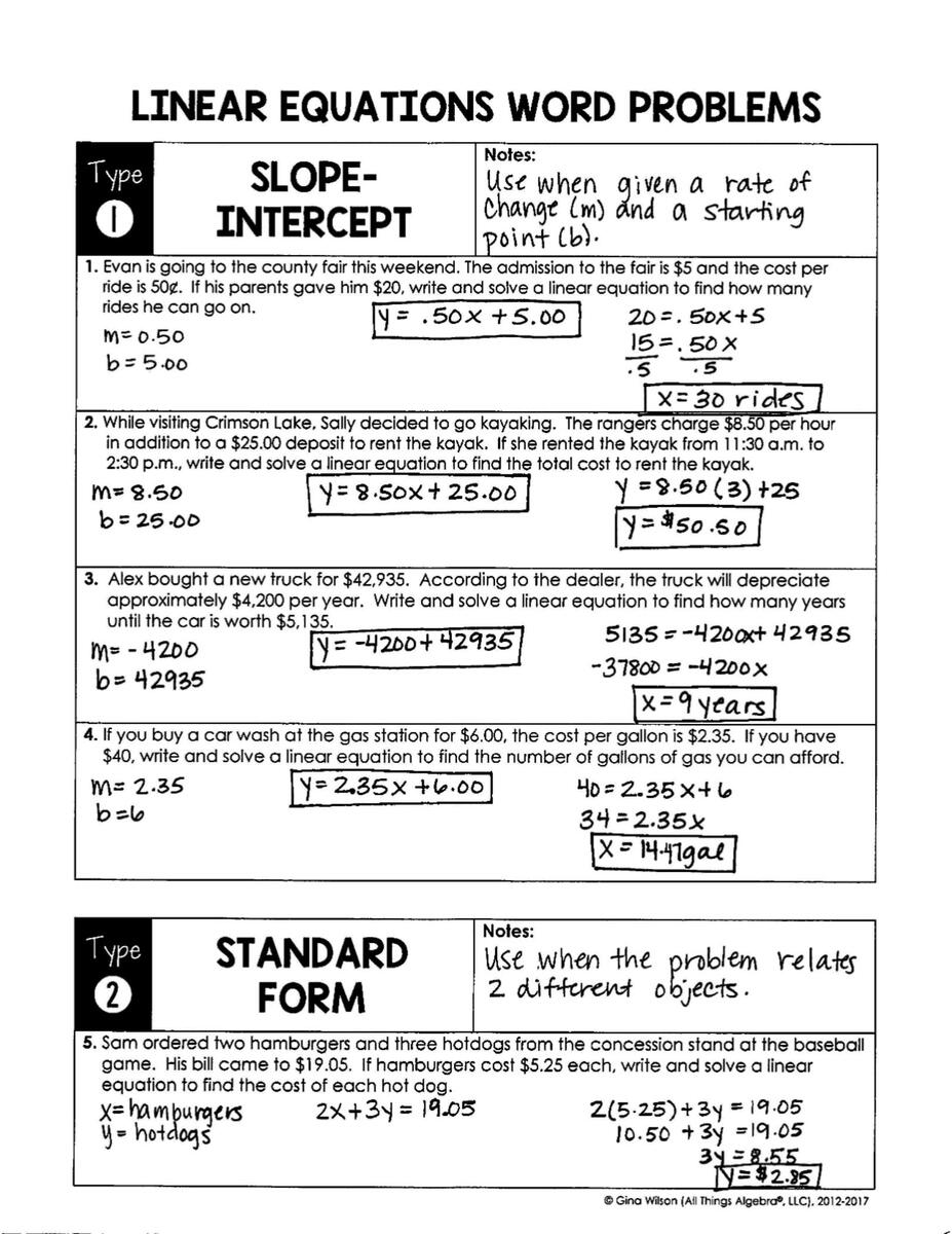 SOLUTION Unit 4a Linear Equations Updated October 2017 2 Pdf Worksheets Library Function Word Problems Worksheet With Answers Pdf Fill Online Worksheets Library