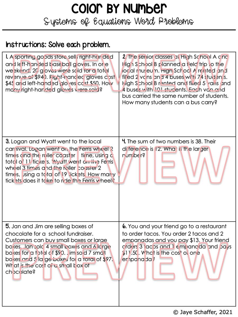 Solving Systems Of Equations Word Problems Coloring Activity Made By Teachers Solving Systems Of Equations Word Problems Coloring Activity Made By Teachers