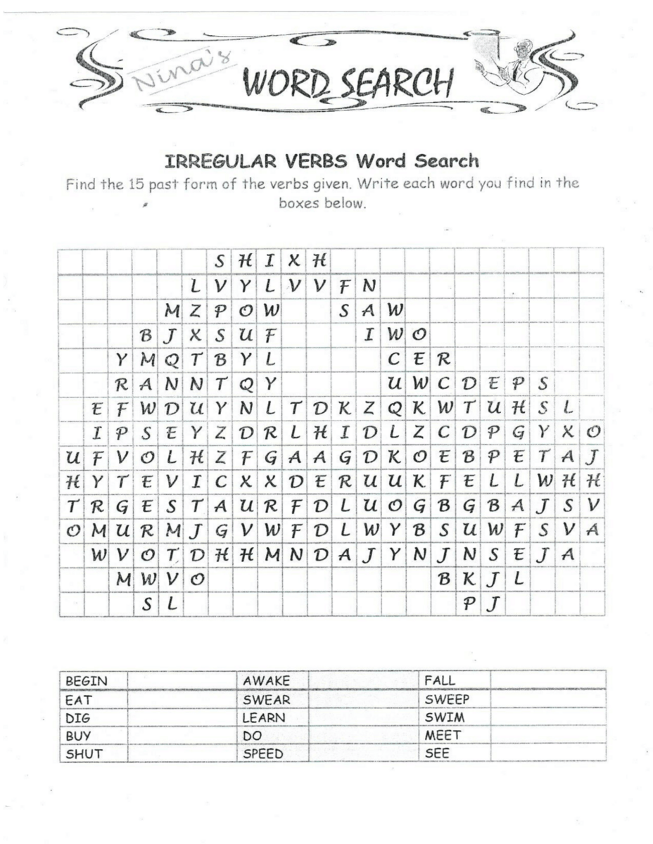 Sopa De Letras Sobre Los Verbos En Pasado En Ingles Ejercicios De Ingl S Docsity Sopa De Letras Sobre Los Verbos En Pasado En Ingles Ejercicios De Ingl S Docsity