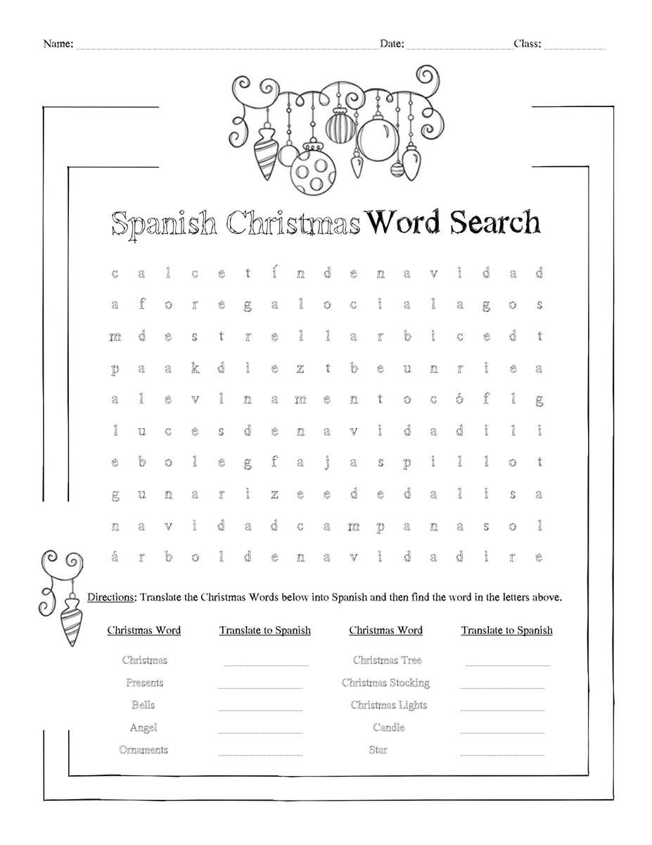 Spanish Christmas Word Search Worksheet Made By Teachers Spanish Christmas Word Search Worksheet Made By Teachers
