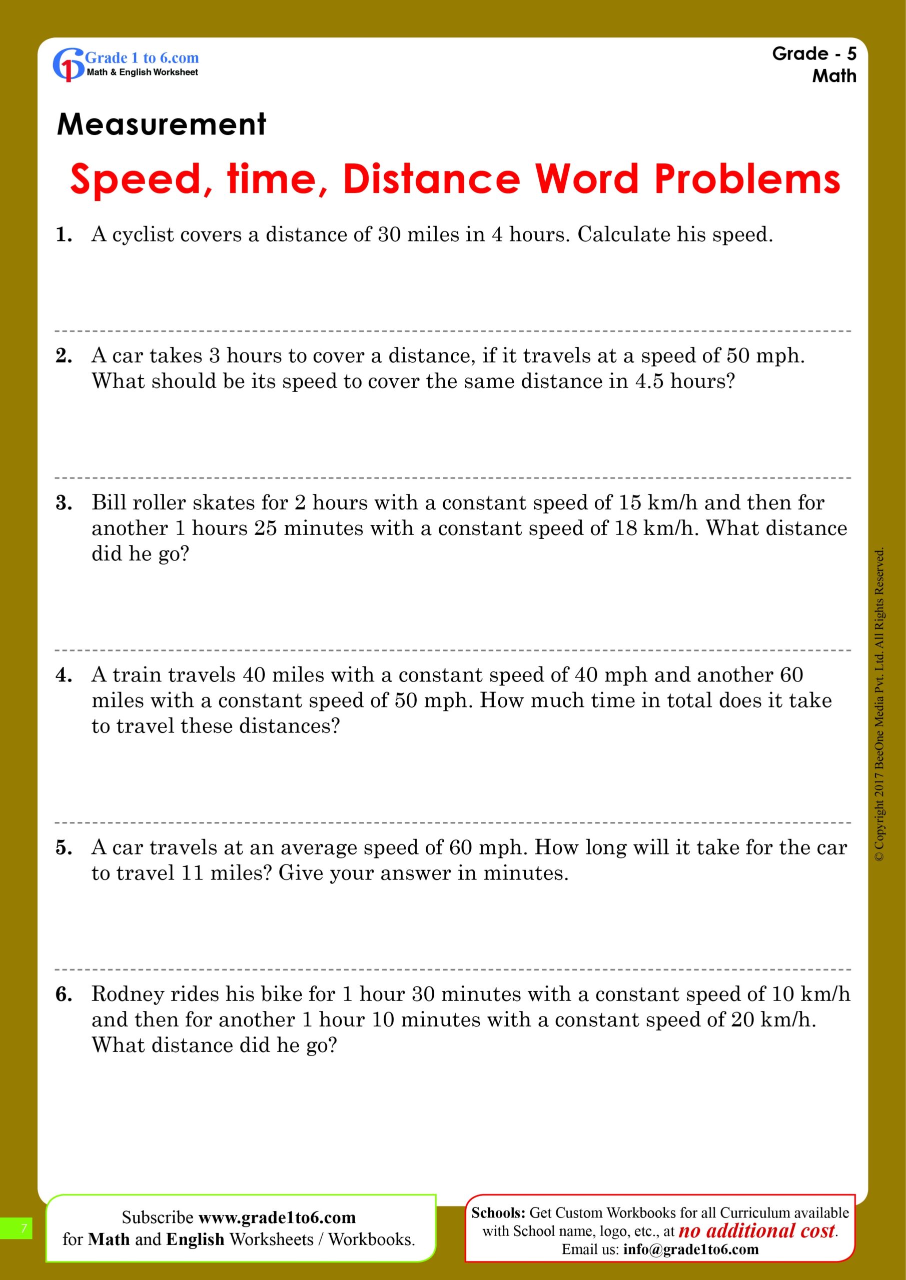 Speed Time And Distance Word Problems Worksheet Grade1to6 Worksheets Library Speed Time And Distance Word Problems Worksheet Grade1to6 Worksheets Library
