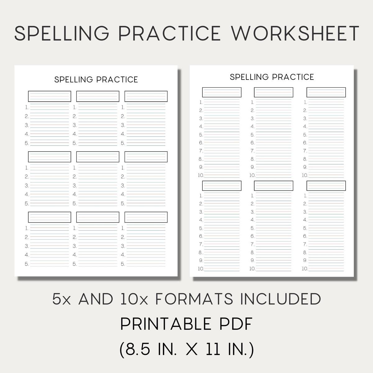Spelling Handwriting Practice Sheet With Guidelines printable PDF Etsy