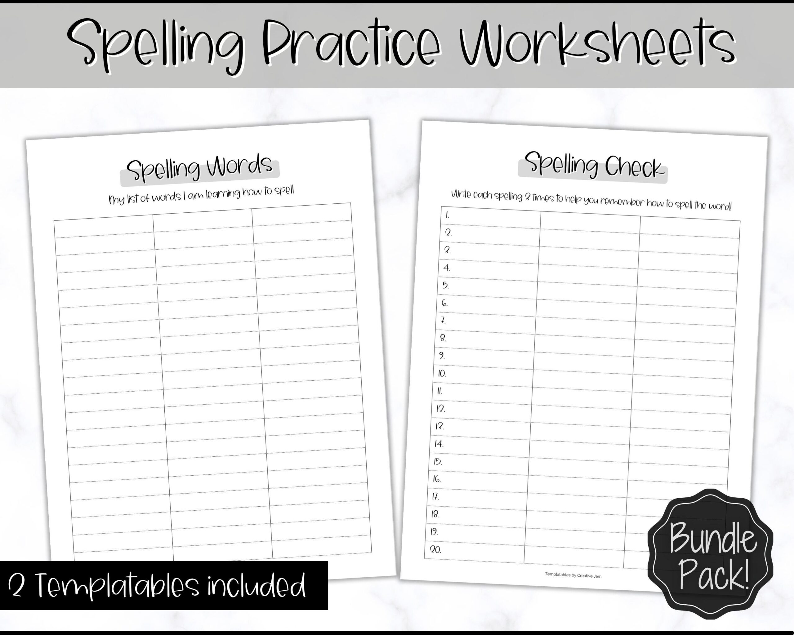 Spelling Practice Printable Spelling Words Sheets Sight Word Practice 1st Grade Worksheet Test Homeschool Teacher Etsy Third Grade Spelling Worksheets Printable Word Lists Practice Activities