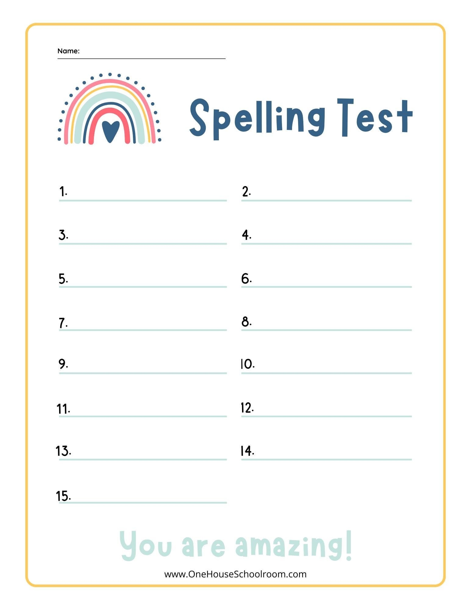 Spelling Test Etsy