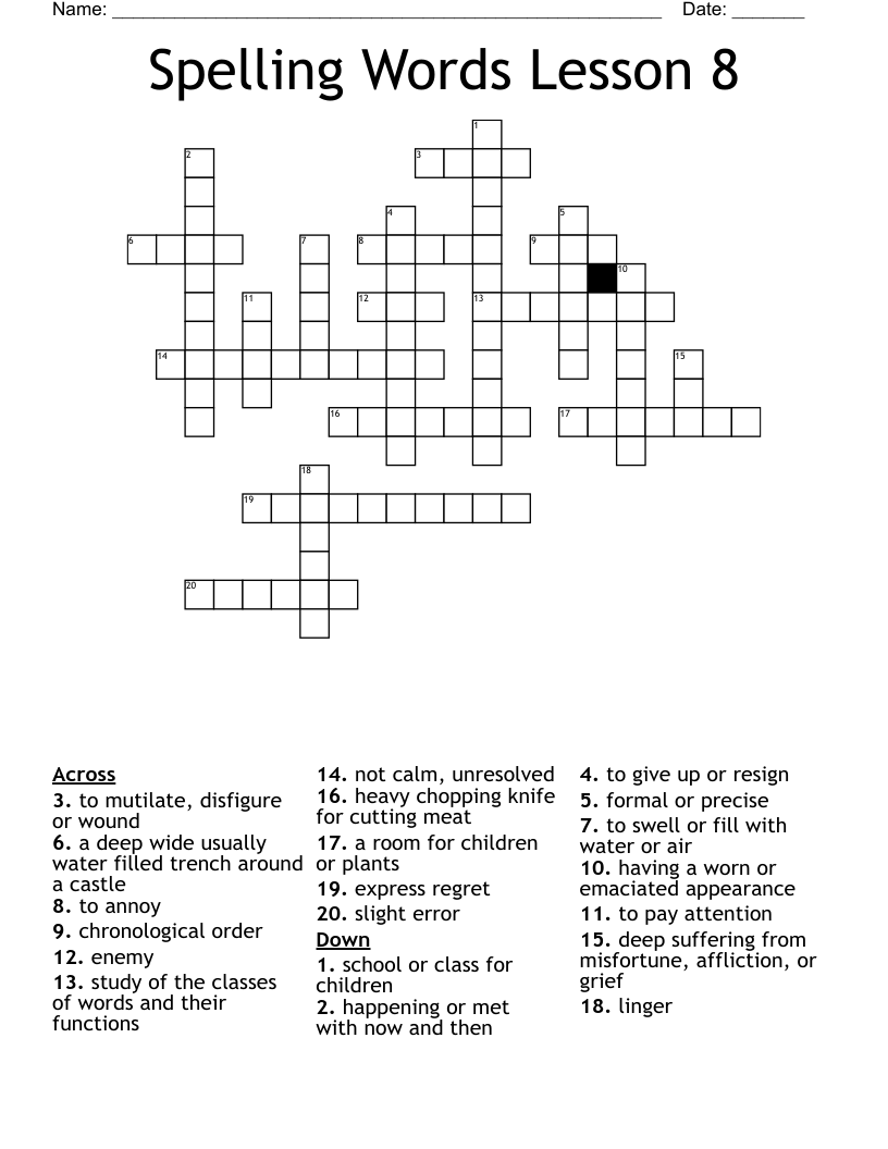 Spelling Words Lesson 8 Crossword WordMint Spelling Words Lesson 8 Crossword WordMint
