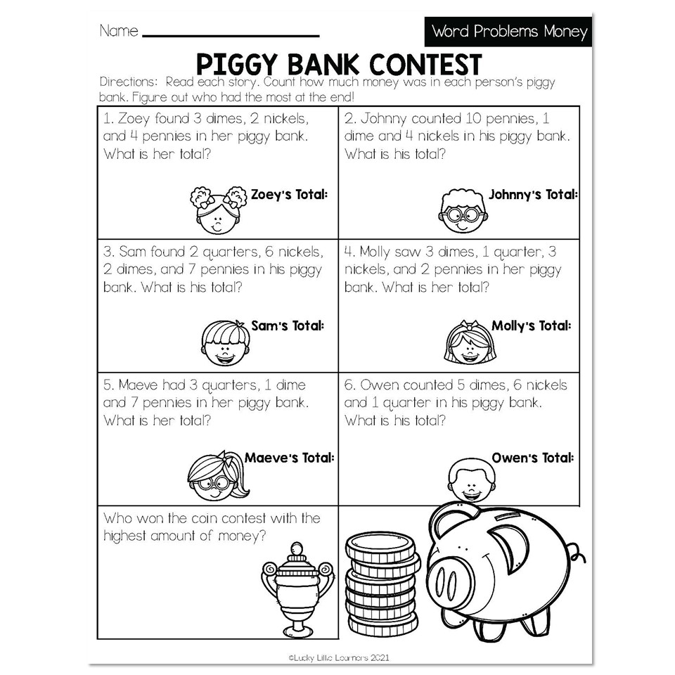 Spring Early Finishers 2nd Grade Math Word Problems Money Worksheets Library