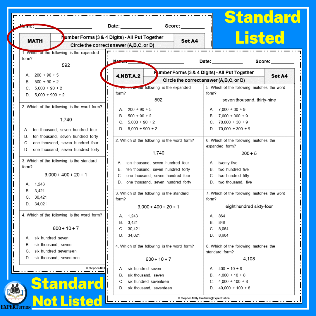 Standard Expanded And Word Forms Worksheets 3 4 Digits Made By Teachers