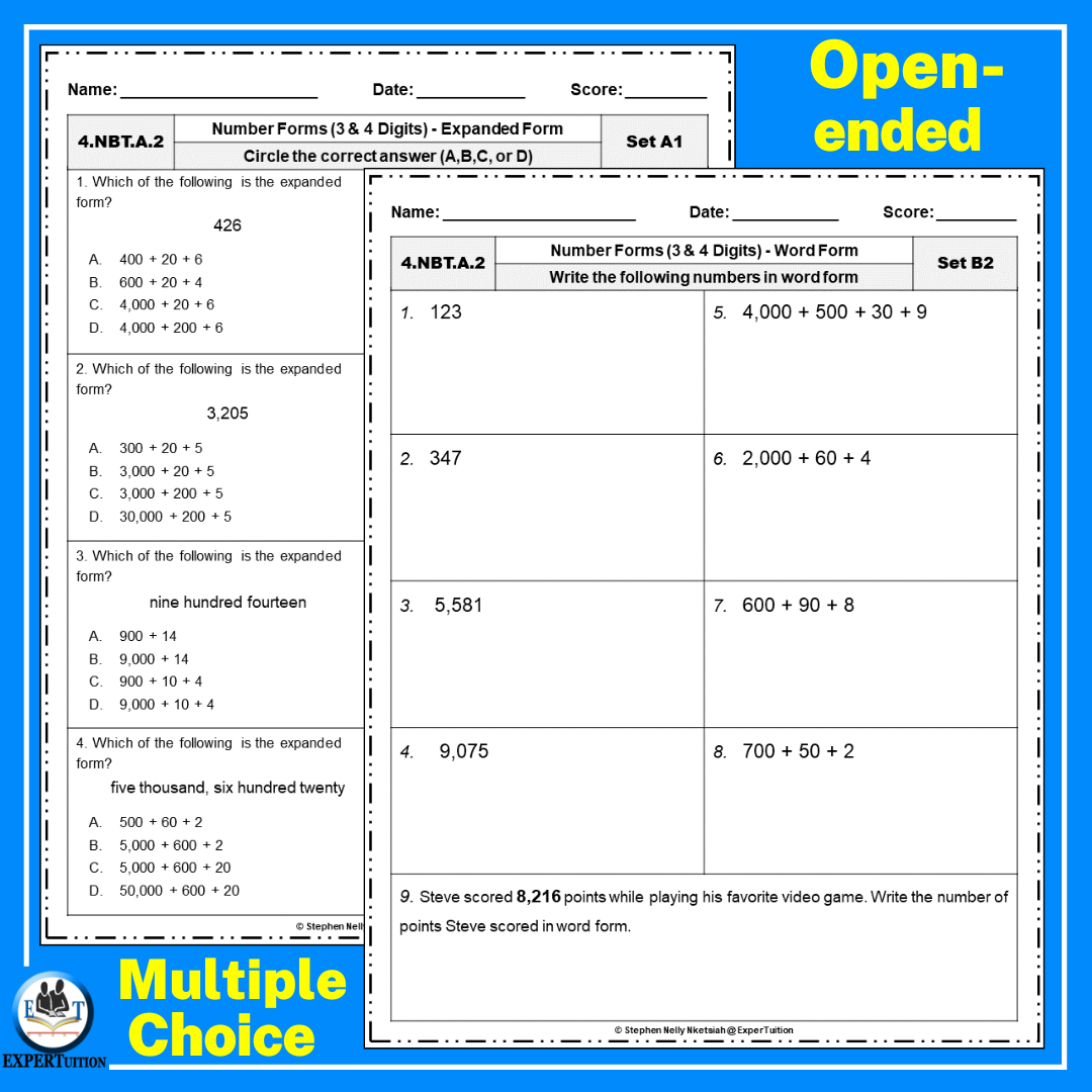 Standard Expanded And Word Forms Worksheets 3 4 Digits Made By Teachers