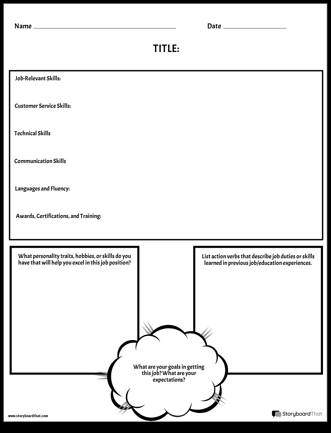 Storyboard That Free Resume Worksheet Templates