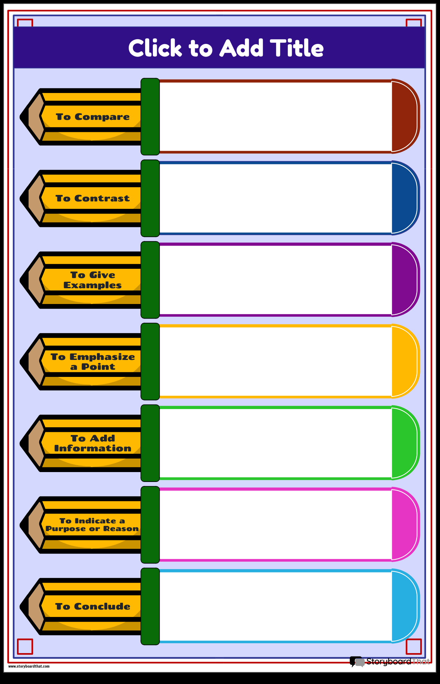 Storyboard That Free Transition Words Posters Online