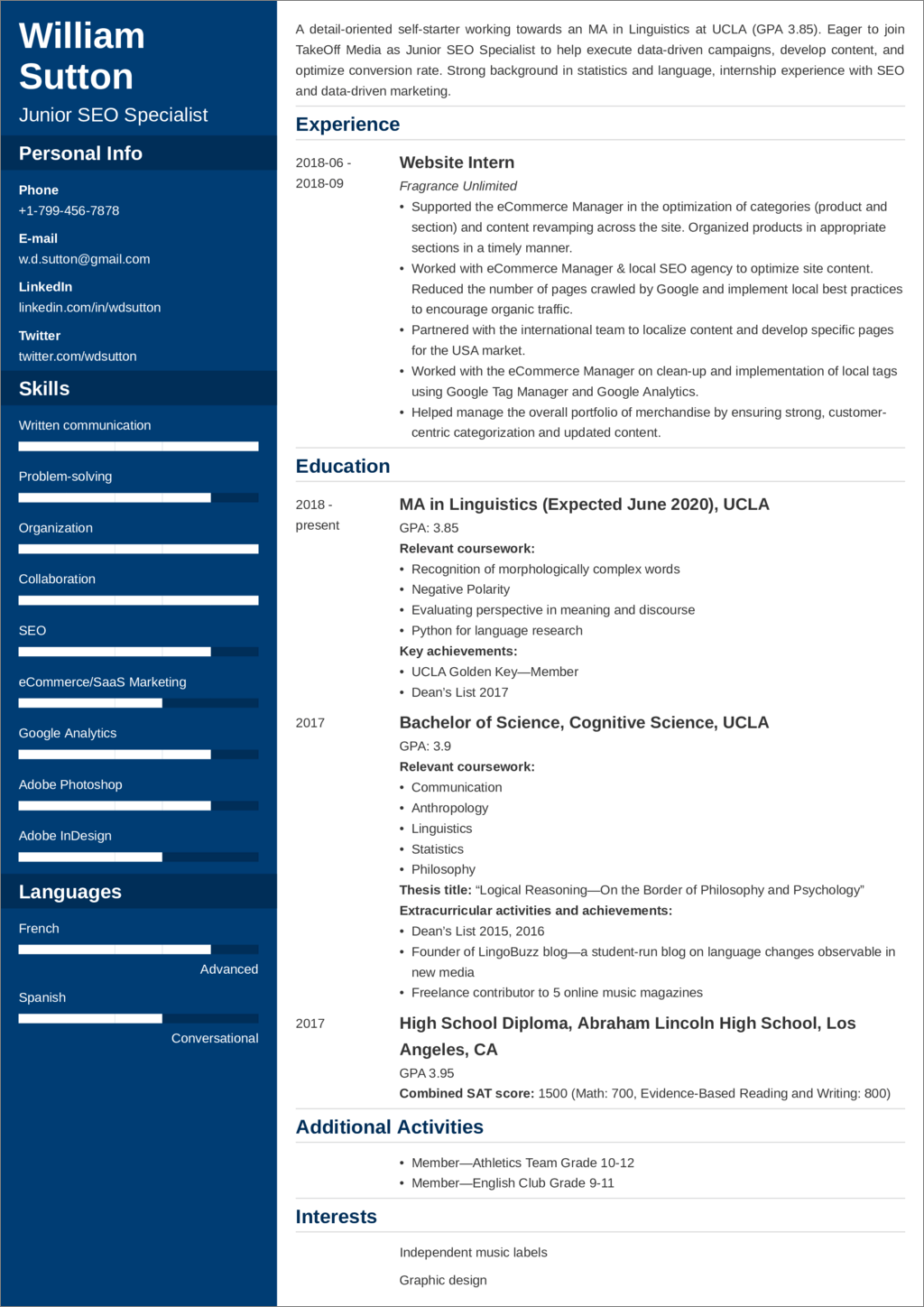 Student Resume Examples Format For 2026