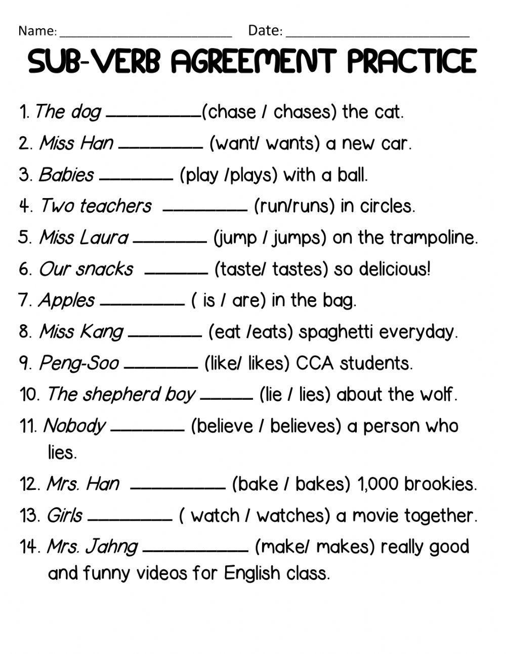 Sub Verb Agreement Practice Worksheet Worksheets Library Sub Verb Agreement Practice Worksheet Worksheets Library